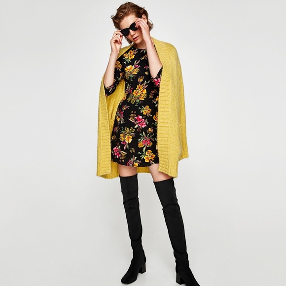 💃Zara Black floral Mini dress size M - Picture 2 of 6